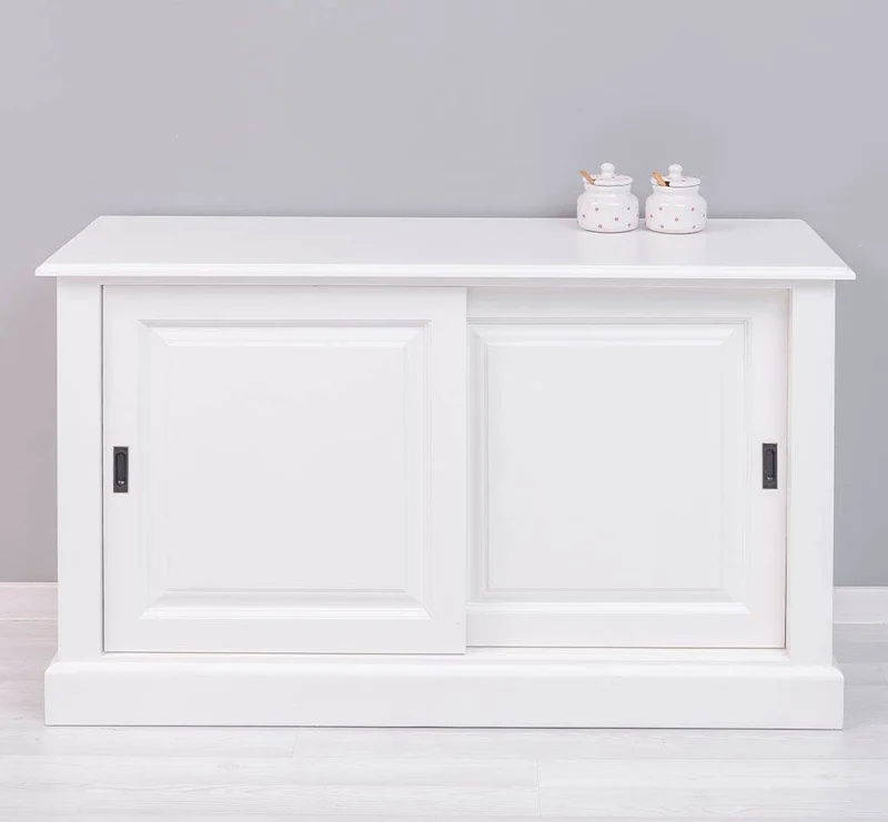 Massivholz- Geschirrschrank mit Schiebetüren - Sideboard
