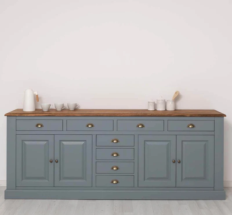 Großes Sideboard aus Massivholz - Geschirrschrank mit 8 Schubladen