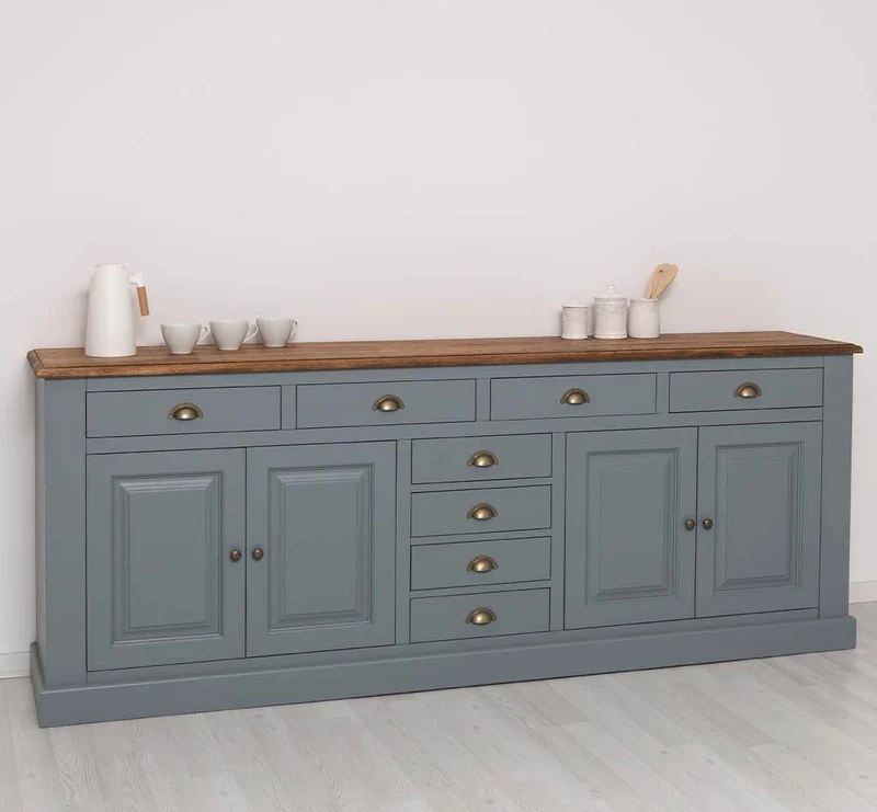 Großes Sideboard aus Massivholz - Geschirrschrank mit 8 Schubladen