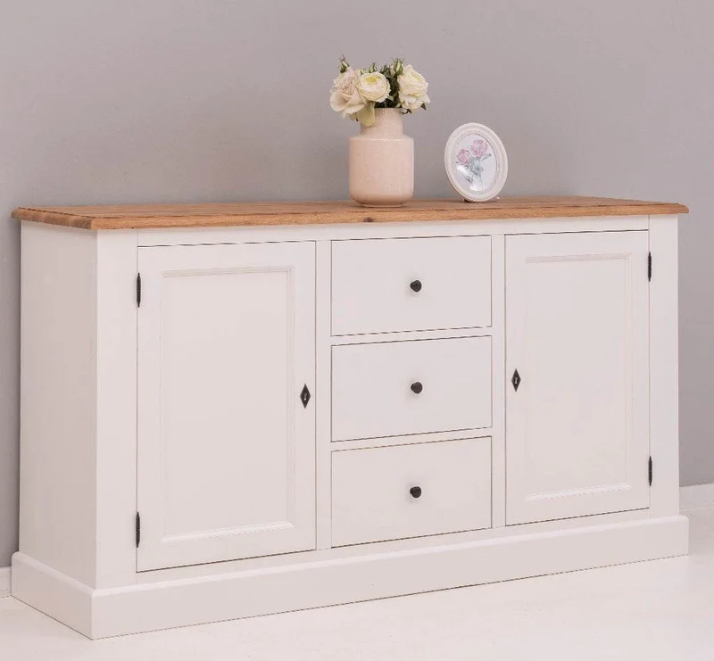 Massivholz Sideboard im Landhausstil mit drei Schubladen und zwei Türen