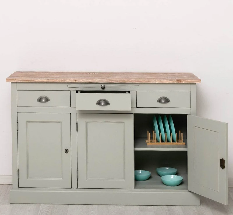 Landhaus Sideboard aus Massivholz im Landhausstil mit 3 Schubladen und Türen