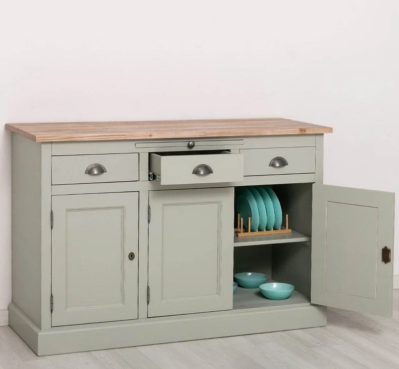 Landhaus Sideboard aus Massivholz im Landhausstil mit 3 Schubladen und Türen