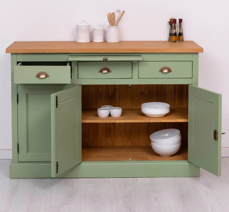 Landhaus Sideboard aus Massivholz im Landhausstil mit 3 Schubladen und Türen