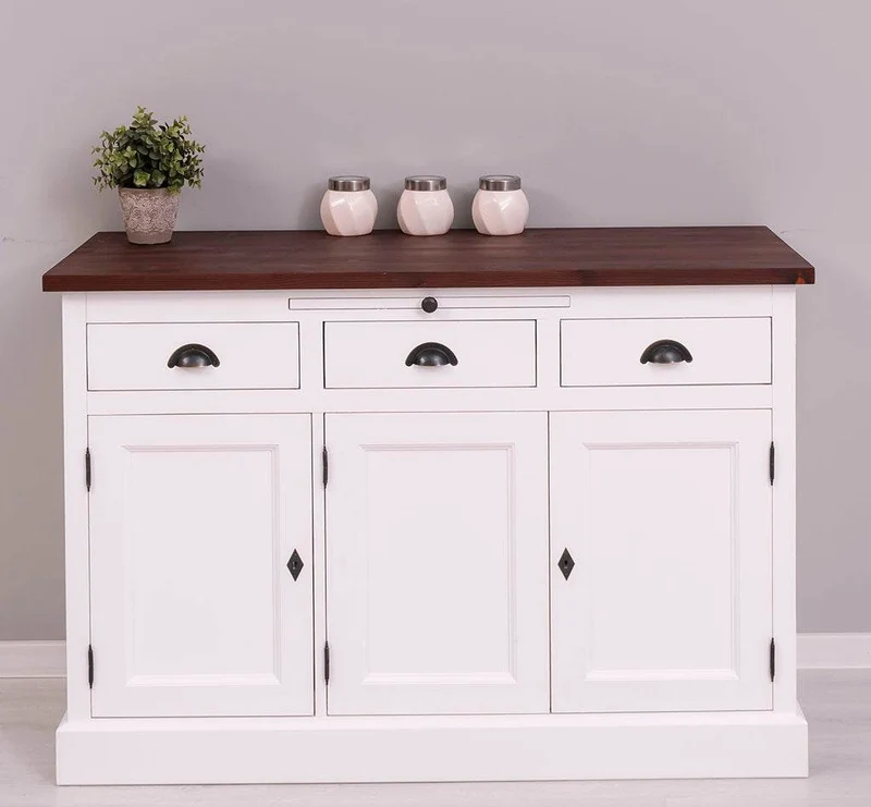 Landhaus Sideboard aus Massivholz im Landhausstil mit 3 Schubladen und Türen