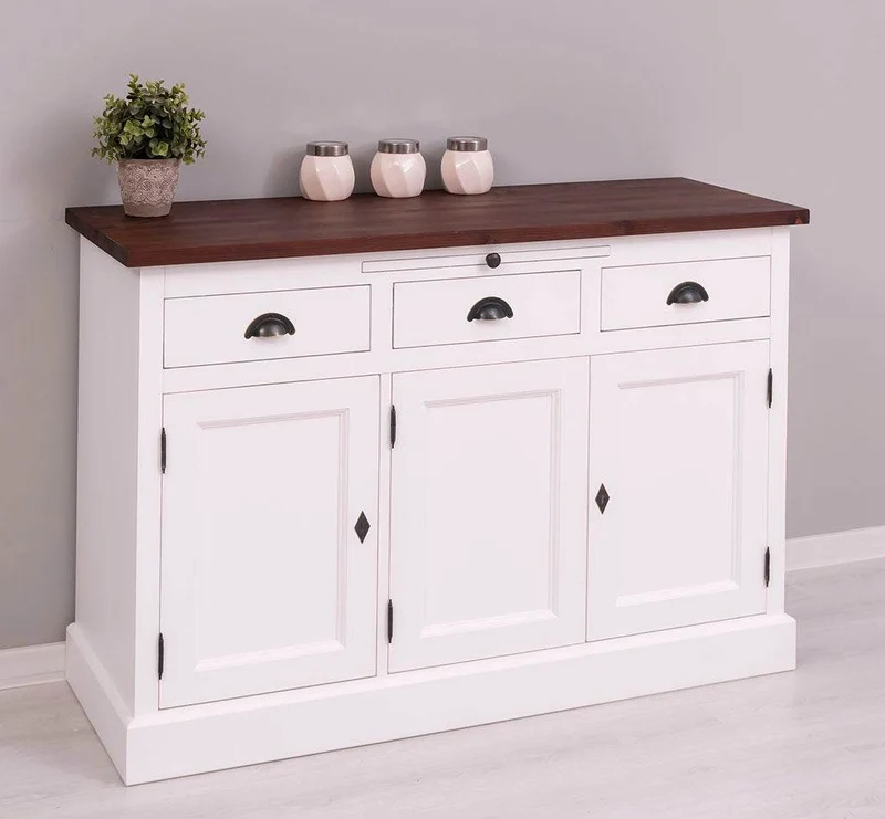 Landhaus Sideboard aus Massivholz im Landhausstil mit 3 Schubladen und Türen