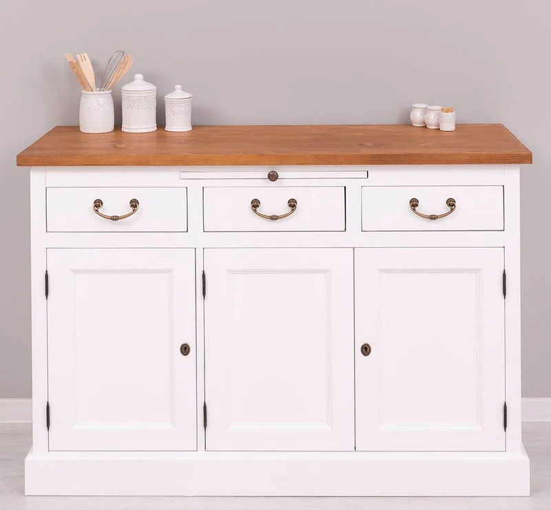 Landhaus Sideboard aus Massivholz im Landhausstil mit 3 Schubladen und Türen