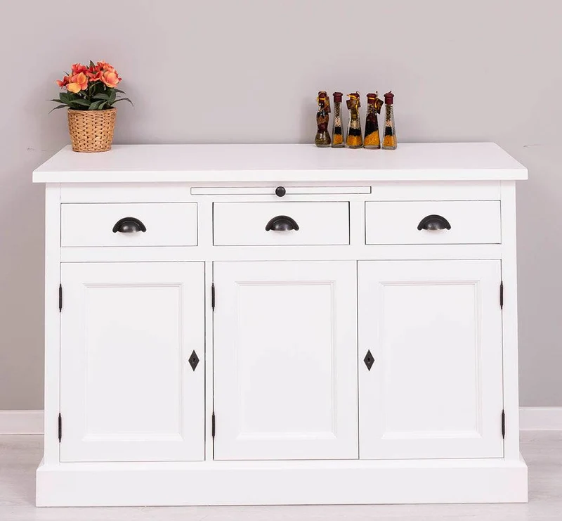 Landhaus Sideboard aus Massivholz im Landhausstil mit 3 Schubladen und Türen