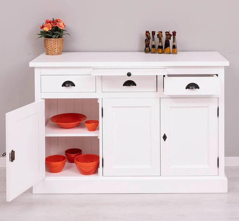 Landhaus Sideboard aus Massivholz im Landhausstil mit 3 Schubladen und Türen