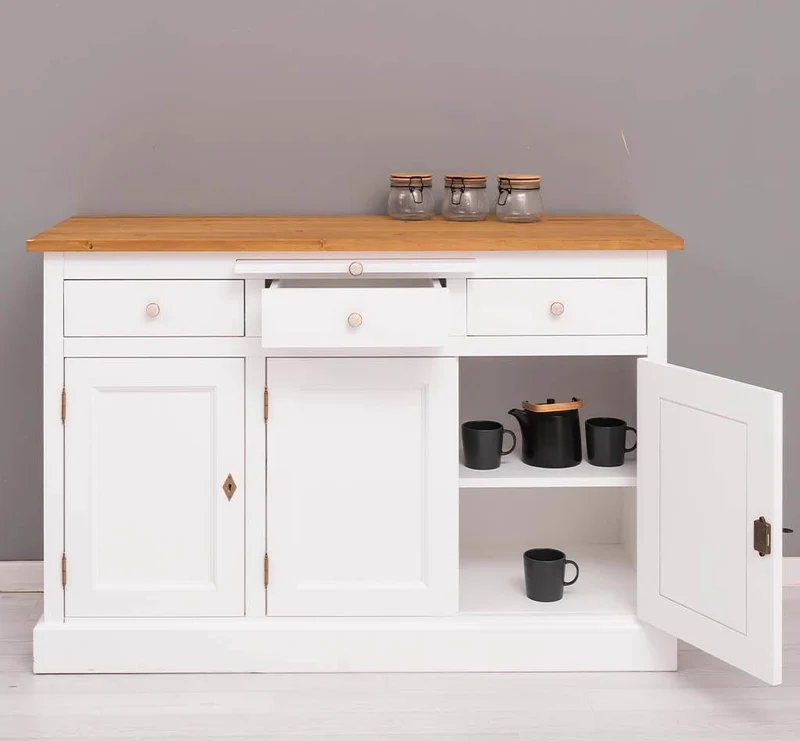 Landhaus Sideboard aus Massivholz im Landhausstil mit 3 Schubladen und Türen