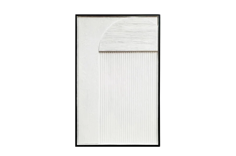 Casa Padrino Luxus Wanddekoration Weiß 60 x 4 x H. 95 cm - Wandrelief Oliver aus Bananenrinde mit Holzrahmen - Luxus Deko Accessoires
