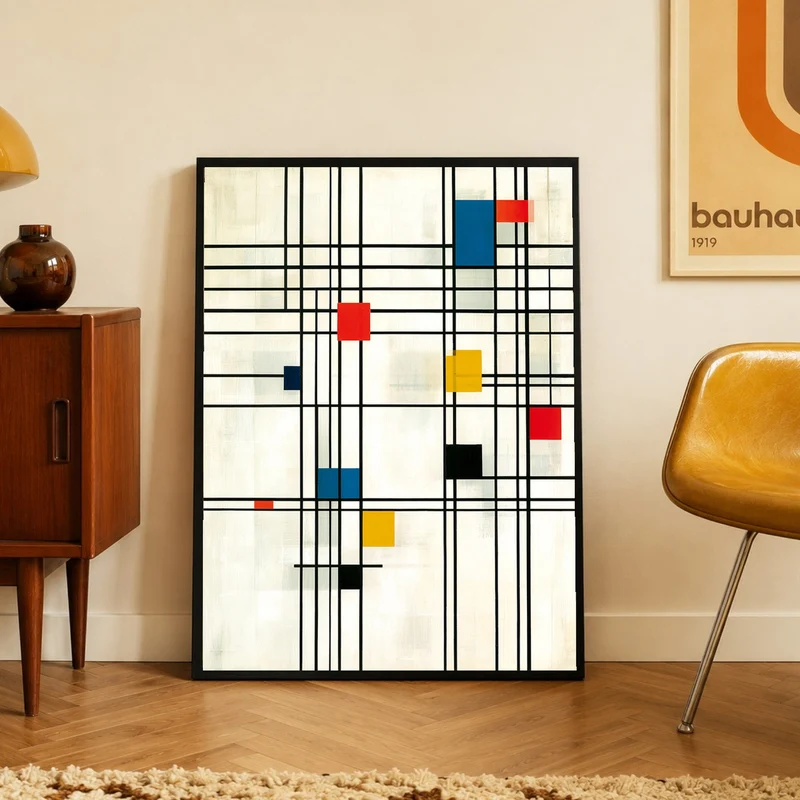 Retro Raster in Primärfarben Poster