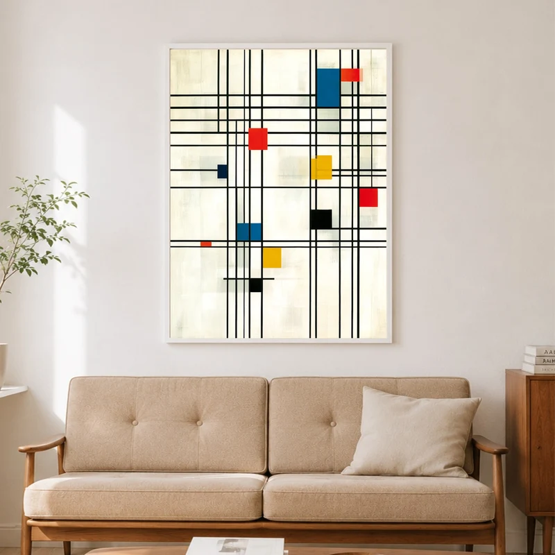 Retro Raster in Primärfarben Poster