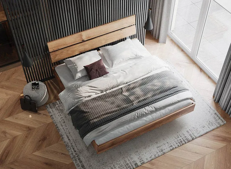 Modernes Bett aus massiver Eiche | Doppelbett Toretta