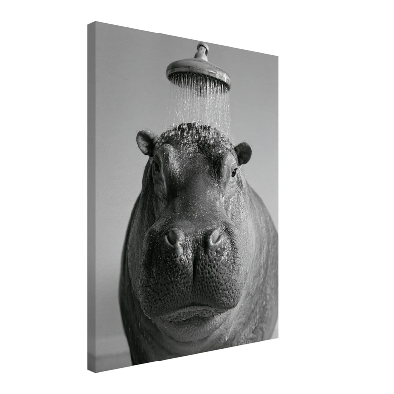 Nilpferd unter der Dusche Leinwand