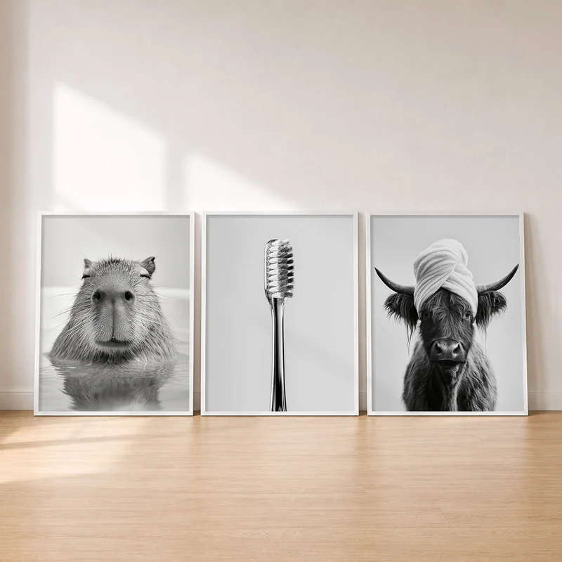 Bad Poster Set – Tierisch entspannt (3er)