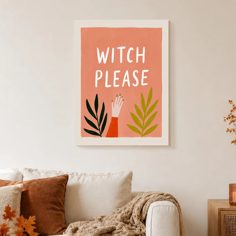 Witch Please Handgeste Leinwand