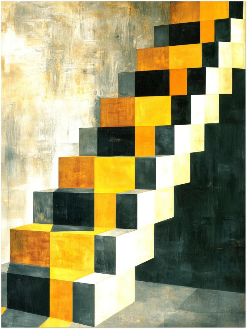 Goldene Treppe Retro Leinwand