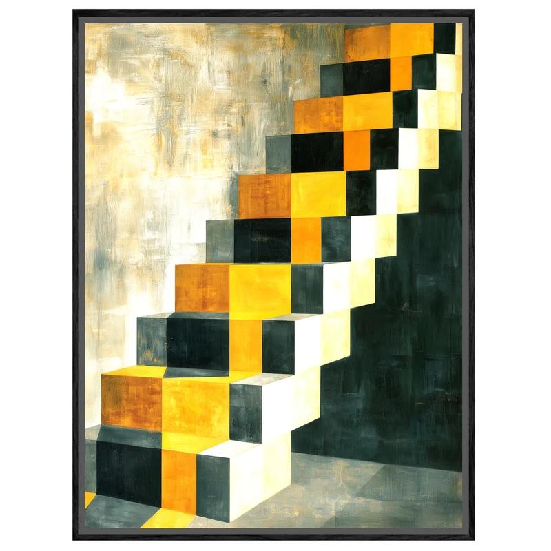 Goldene Treppe Retro Leinwand