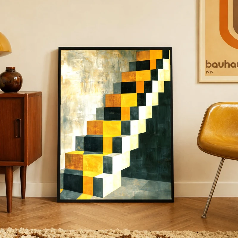 Goldene Treppe Retro Poster