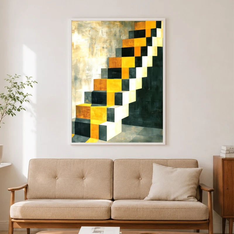 Goldene Treppe Retro Poster