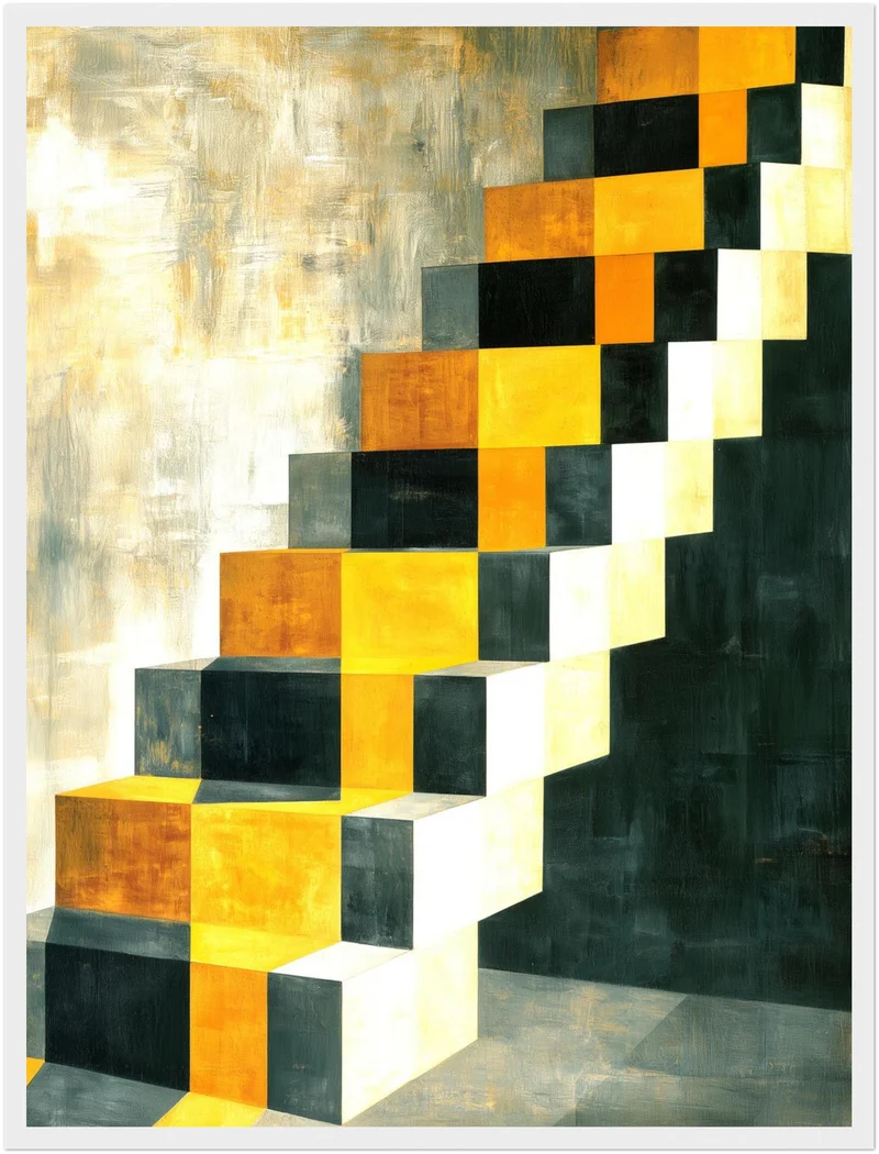Goldene Treppe Retro Poster