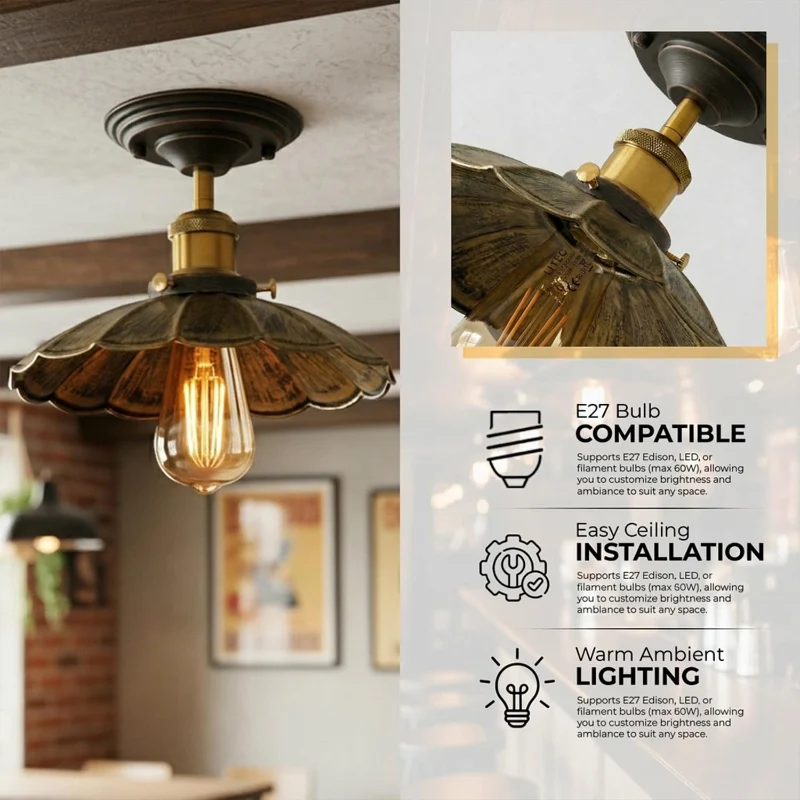Vintage Deckenleuchte Semi Flush Mount | Retro Design ~3952