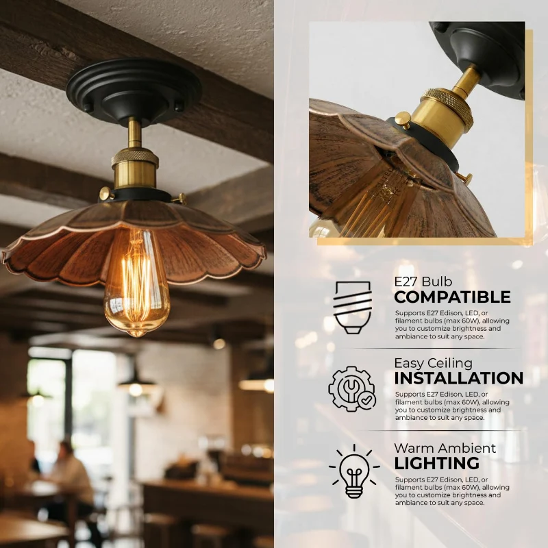 Vintage Deckenleuchte Semi Flush Mount | Retro Design ~3952
