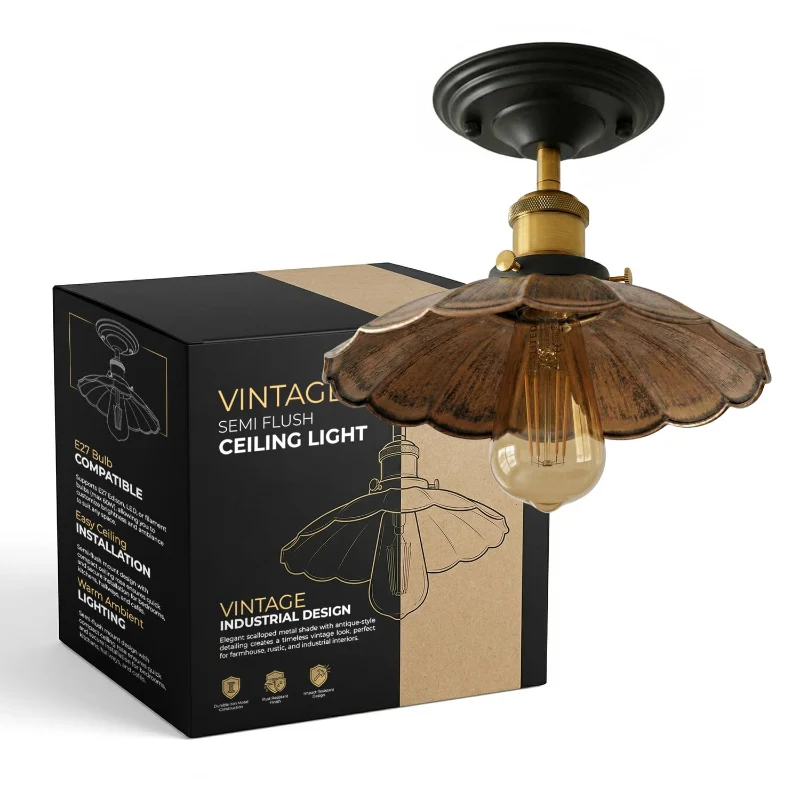 Vintage Deckenleuchte Semi Flush Mount | Retro Design ~3952