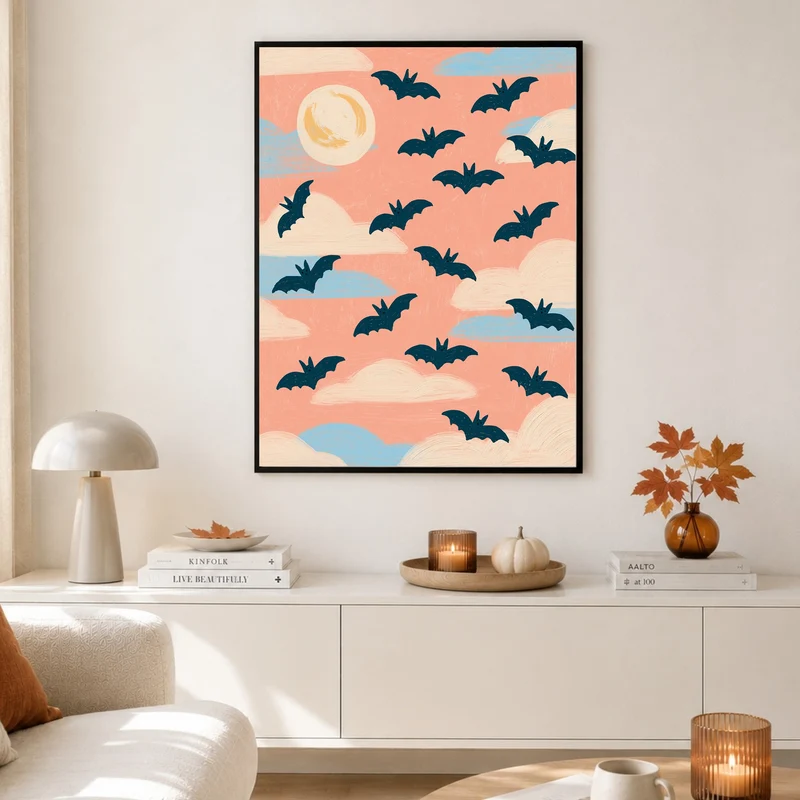 Halloween Fledermäuse Rosa Poster