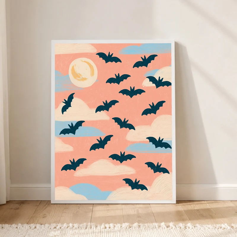 Halloween Fledermäuse Rosa Poster