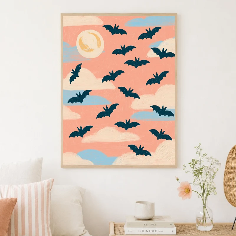 Halloween Fledermäuse Rosa Poster