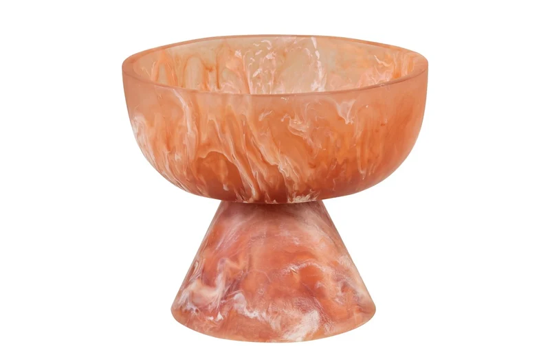 Casa Padrino Luxus Schale Beige / Weinrot Ø 16 x H. 13,5 cm - Kleine Deko Schale aus transluzentem Kunstharz in Rubinrot und Creme - Luxus Deko Accessoires