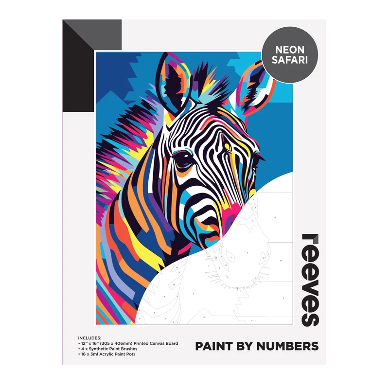 Reeves Paint by Numbers 12x16 inch - Neon Safari