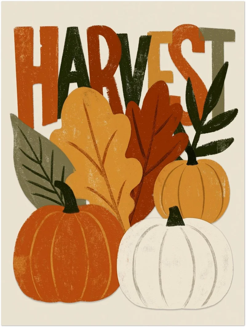 Herbsternte in Retro-Farben Poster