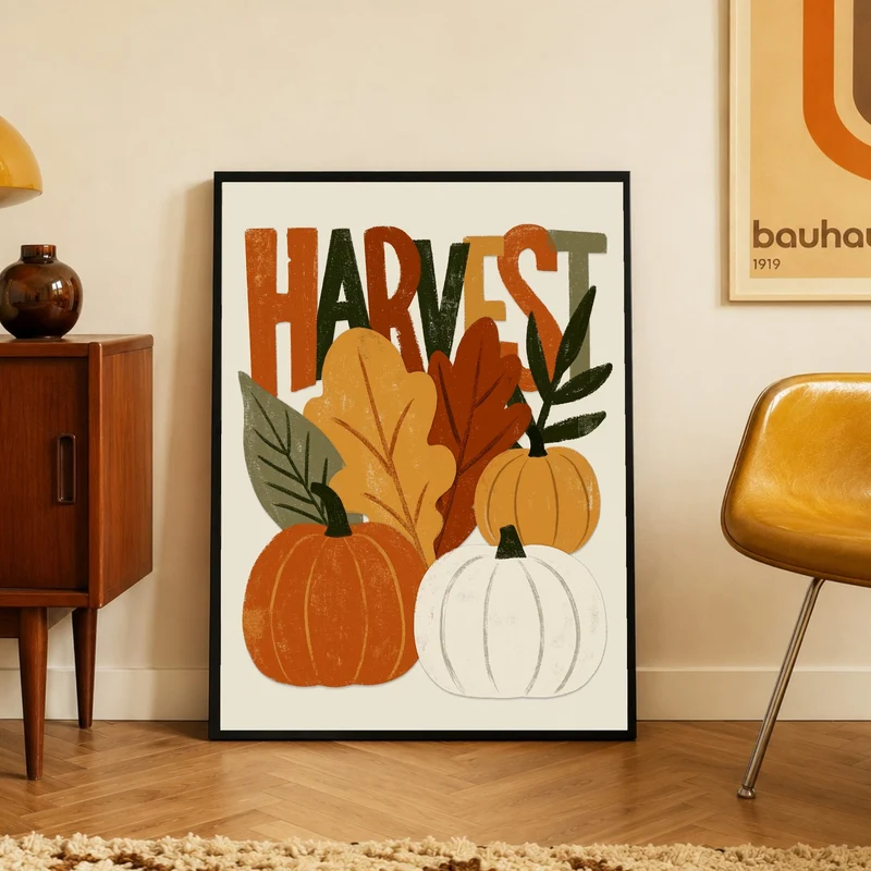 Herbsternte in Retro-Farben Poster