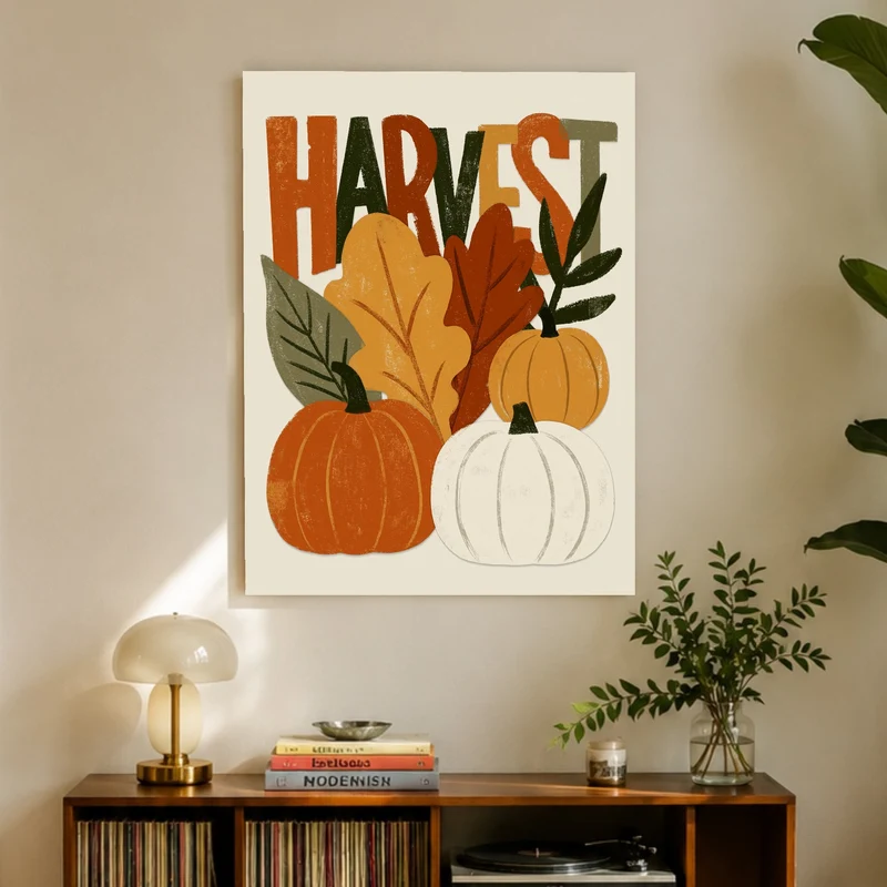 Herbsternte in Retro-Farben Poster