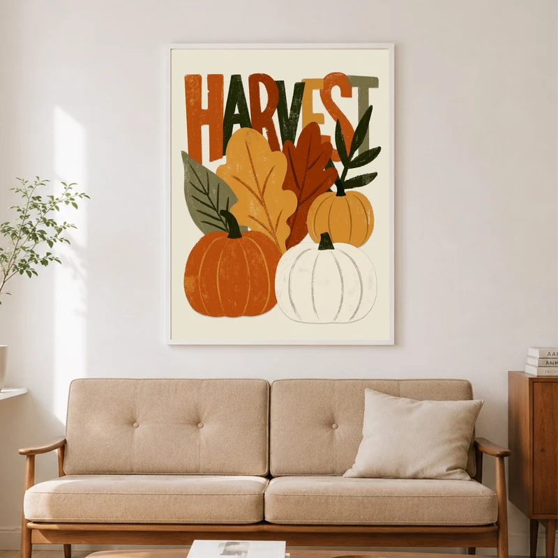Herbsternte in Retro-Farben Poster
