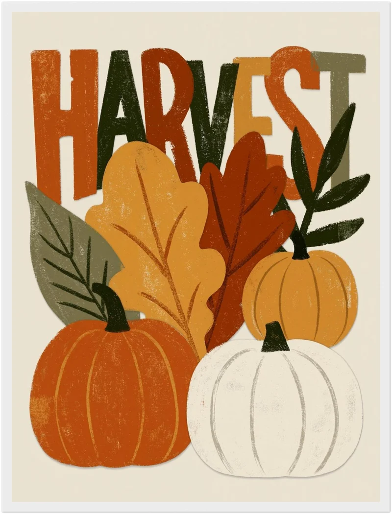 Herbsternte in Retro-Farben Poster