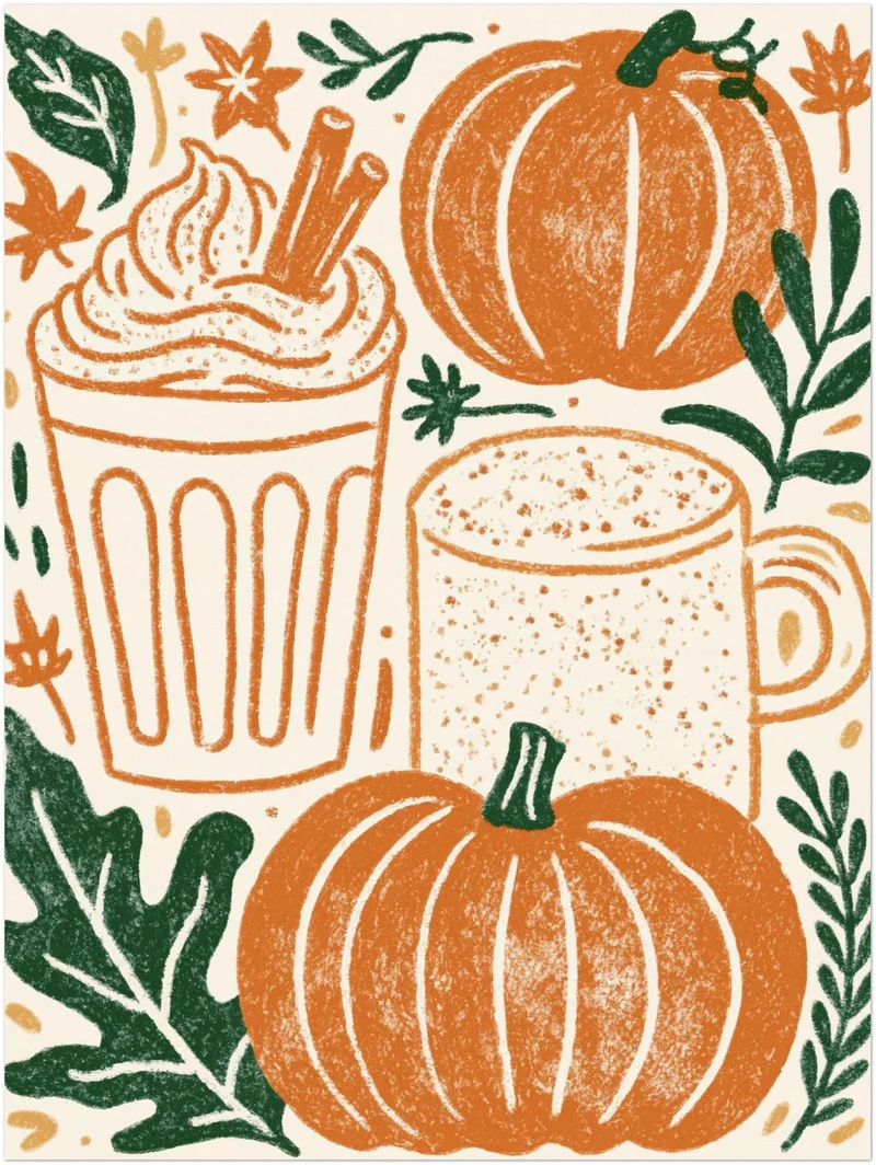 Herbstlicher Kürbis-Latte Leinwand