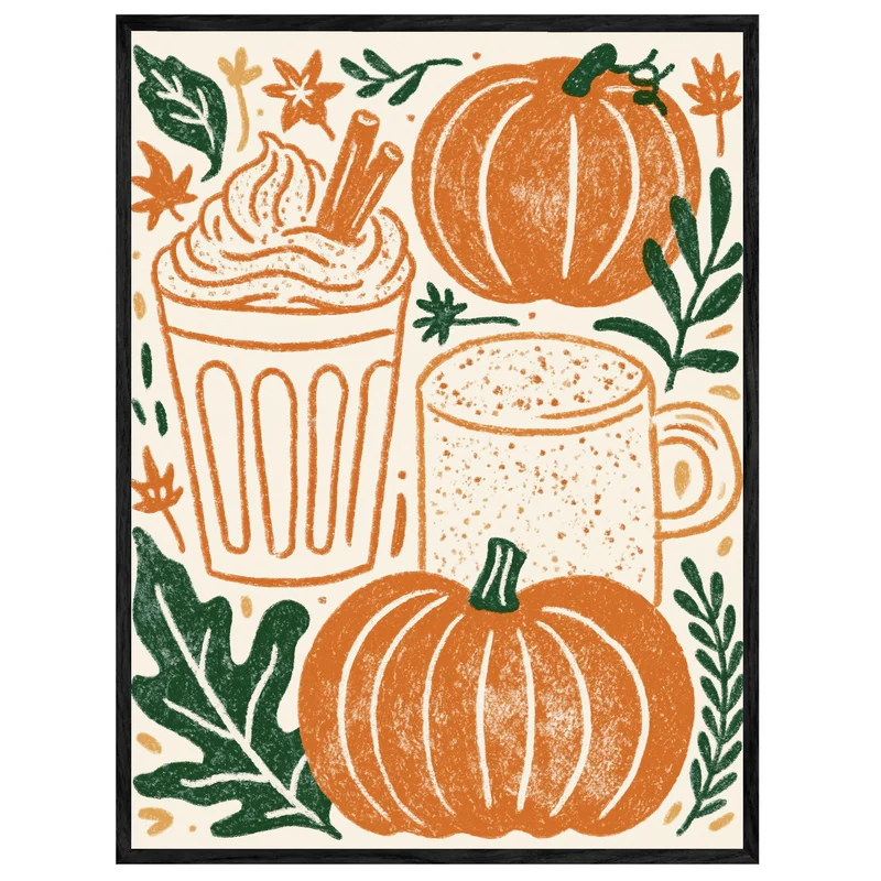 Herbstlicher Kürbis-Latte Leinwand