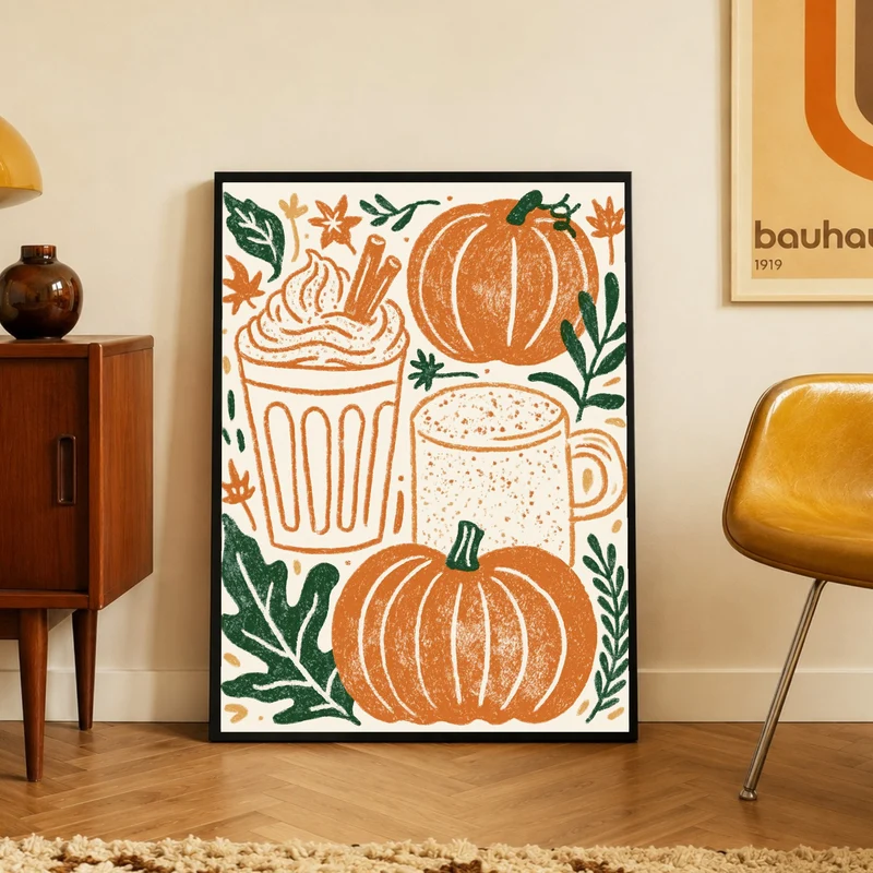 Herbstlicher Kürbis-Latte Poster