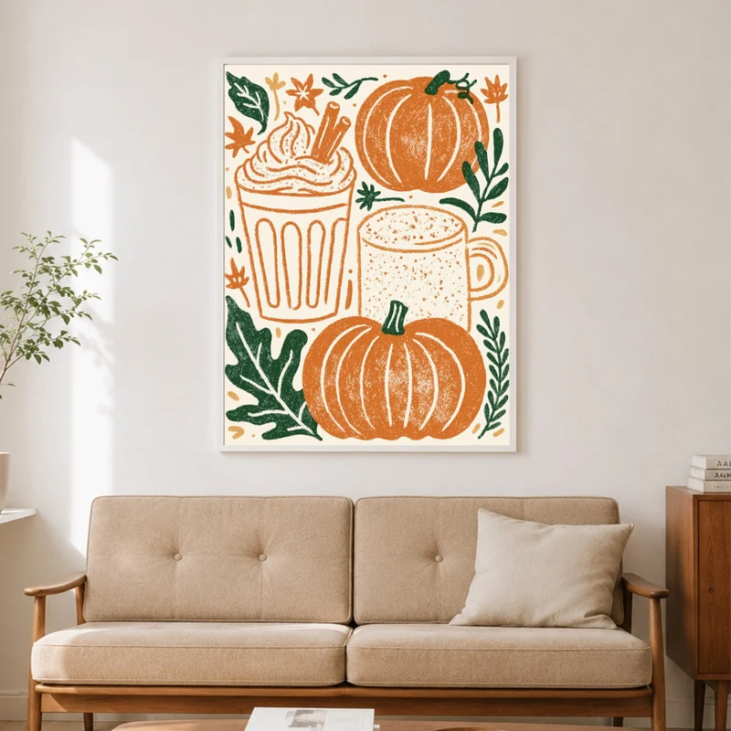 Herbstlicher Kürbis-Latte Poster