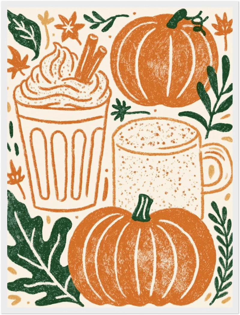 Herbstlicher Kürbis-Latte Poster