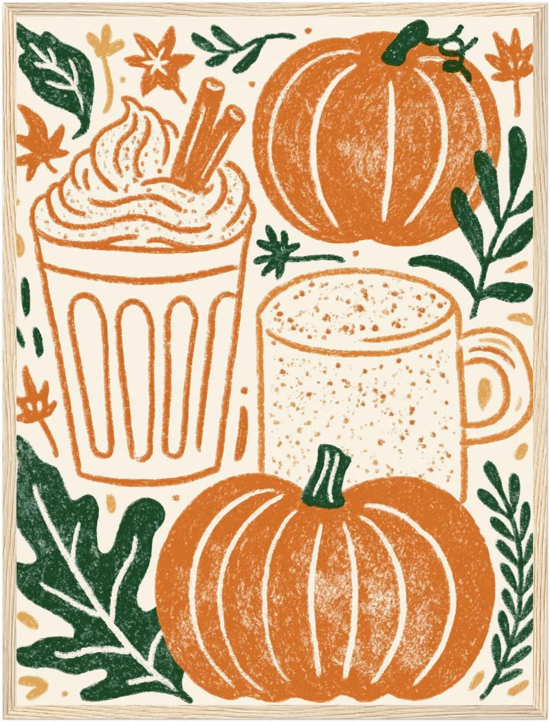 Herbstlicher Kürbis-Latte Poster