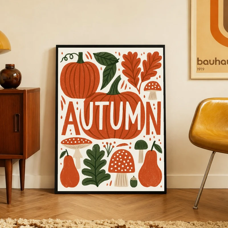 Herbstliche Ernte im Retro-Stil Poster
