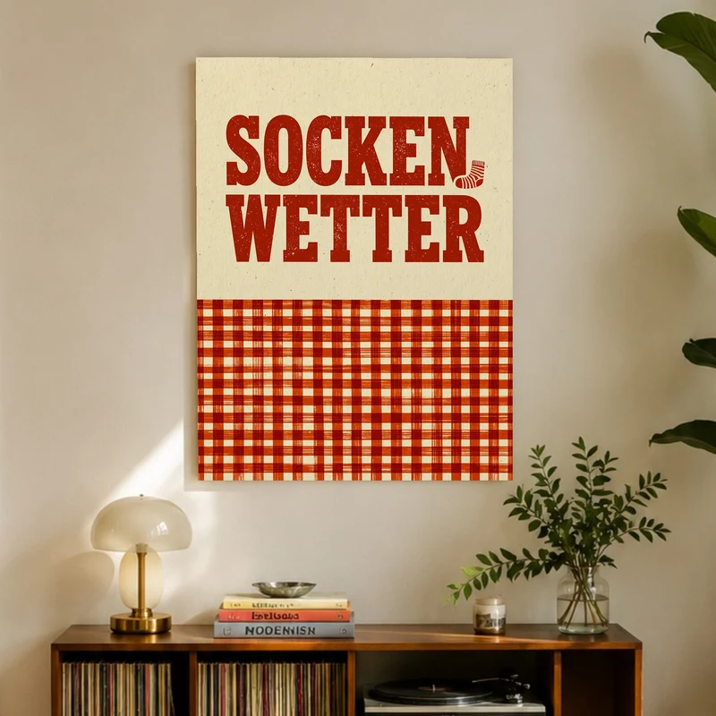 Sockenwetter Retro Karomuster Leinwand