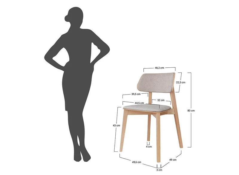 Esszimmerstuhl aus Massivholz | Minimalistischer Polsterstuhl Como