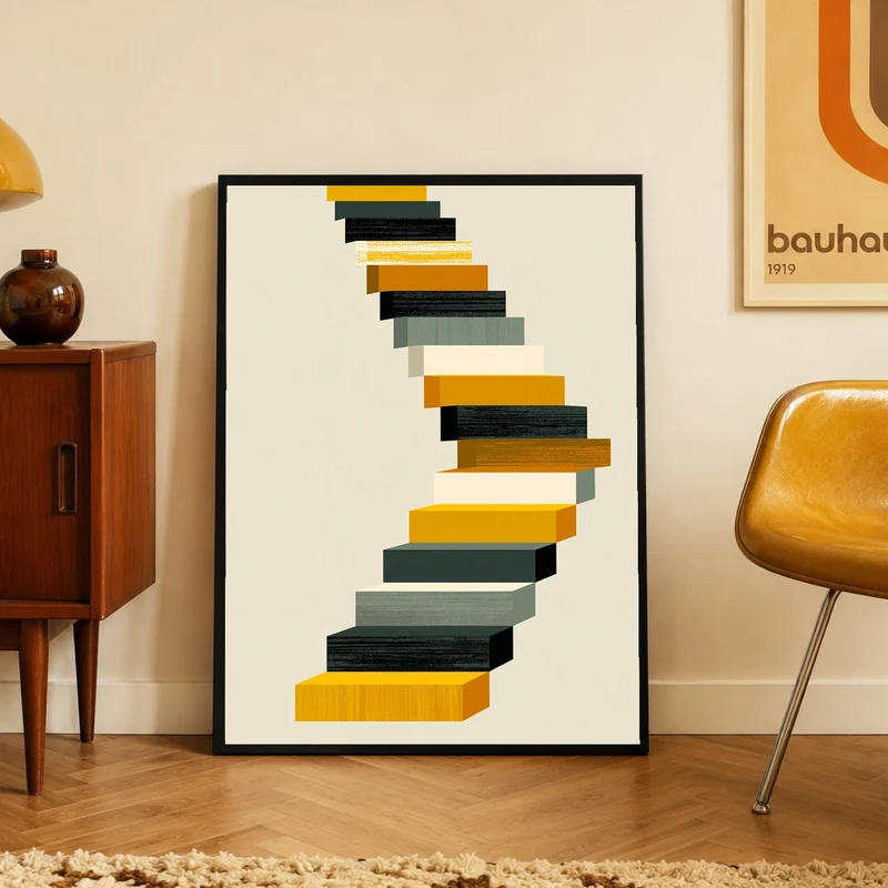 Geschwungene Treppe Retro Poster