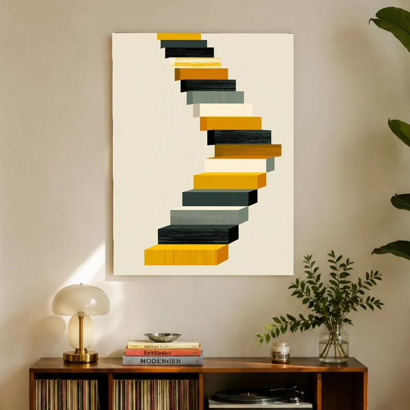 Geschwungene Treppe Retro Poster
