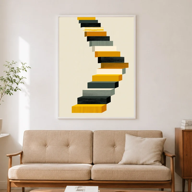 Geschwungene Treppe Retro Poster